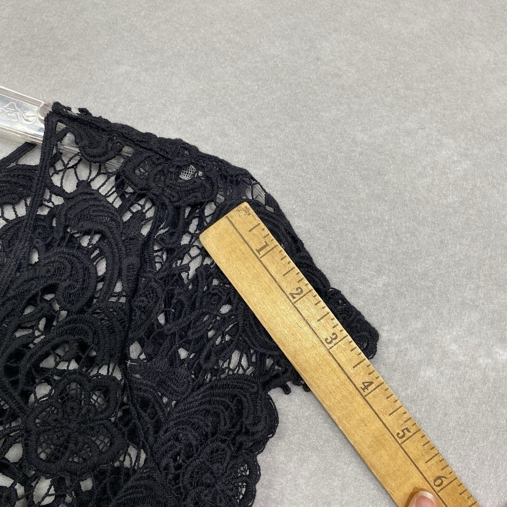 VTG Whimsigoth Top Women's Lace Shirt S Coquette Floral 90s Y2K Short Sleeve - Picture 5 of 10